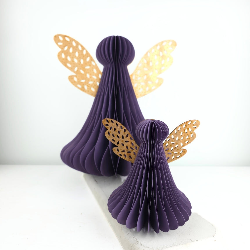 Pastatomas angelas violetinės spalvos 7x14 cm