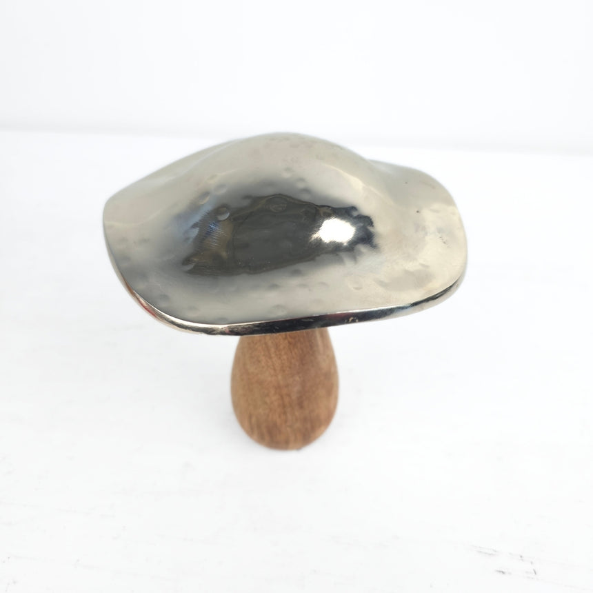 Grybas pagamintas iš mango medienos / natūralaus metalo 14x13 cm