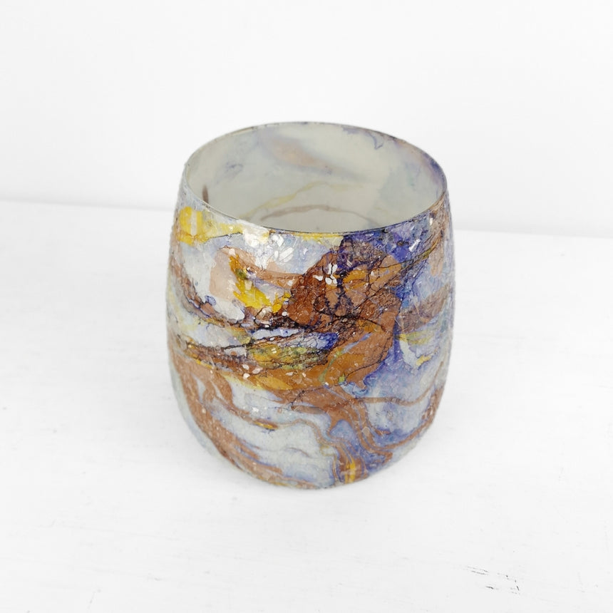 Spalvoto stiklo žvakidė 16x16x16 cm