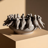 Keramikinis indas PAUKŠČIAI smėlio rusvos spalvos 32x14 cm
