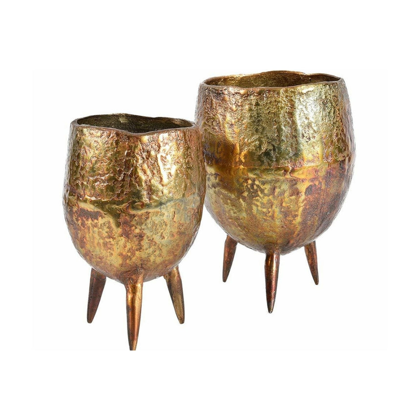 Barok metalinis vazonas ant kojelių 15x15x22 cm