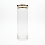 Skaidraus stiklo vaza su aukso juostele 12x12x35 cm