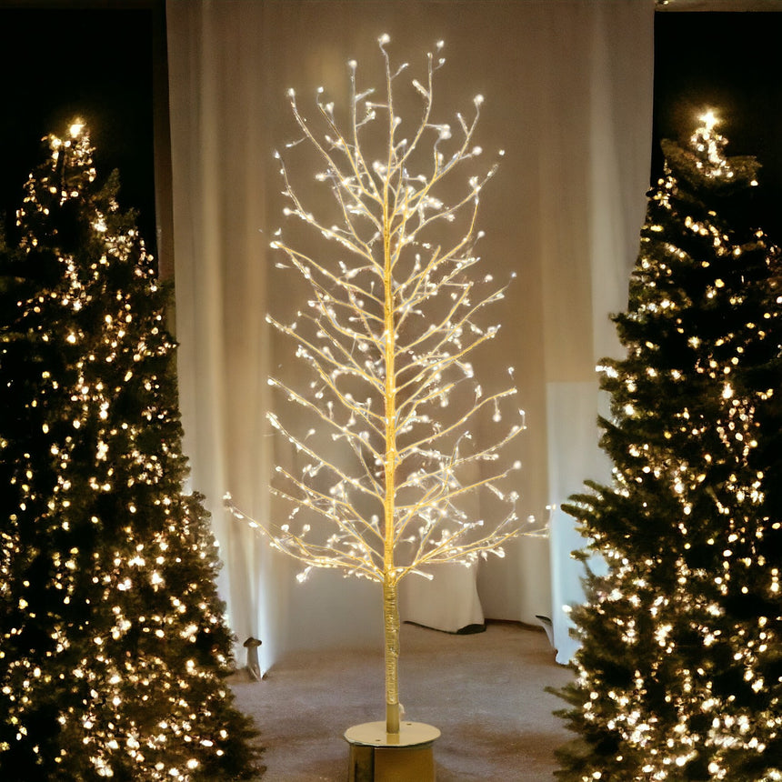 Šakų medis 120 cm 330 LED šampano spalvos LINDEN
