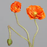 Dirbtinė aguonos šaka oranžiniais žiedais I80 cm