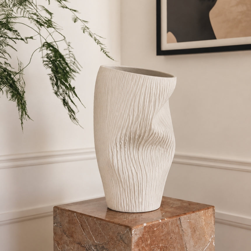 Neglazūruota porceliano vaza BALTAS SMĖLIS 30x20x44 cm