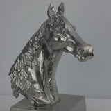 Sidabro spalvos žirgo galvos statulėlė 26x13x13 cm