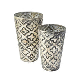 Reljefinė stiklo vaza-žvakidė 10,5x10,5x18 cm