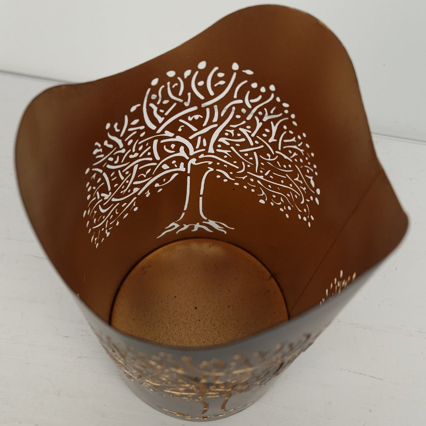 Metalo žvakidė juodos ir aukso spalvos 12x20 cm