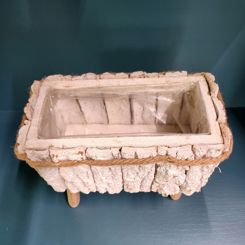 Indas su žieve baltas ant kojelių 15x25x32 cm