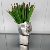 Sidabro spalvos vazonas Veidas 26,5x16,5x16,5 cm