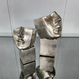 Sidabro spalvos vazonas Veidas 26,5x16,5x16,5 cm