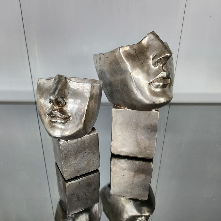 Sidabro spalvos vazonas Veidas 26,5x16,5x16,5 cm