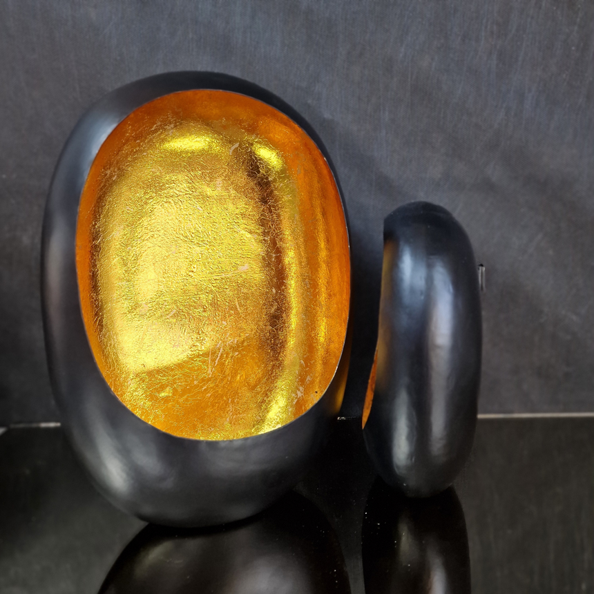 Metalinė žvakidė Eggy Black & Gold