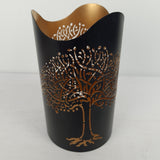 Metalo žvakidė juodos ir aukso spalvos 12x20 cm