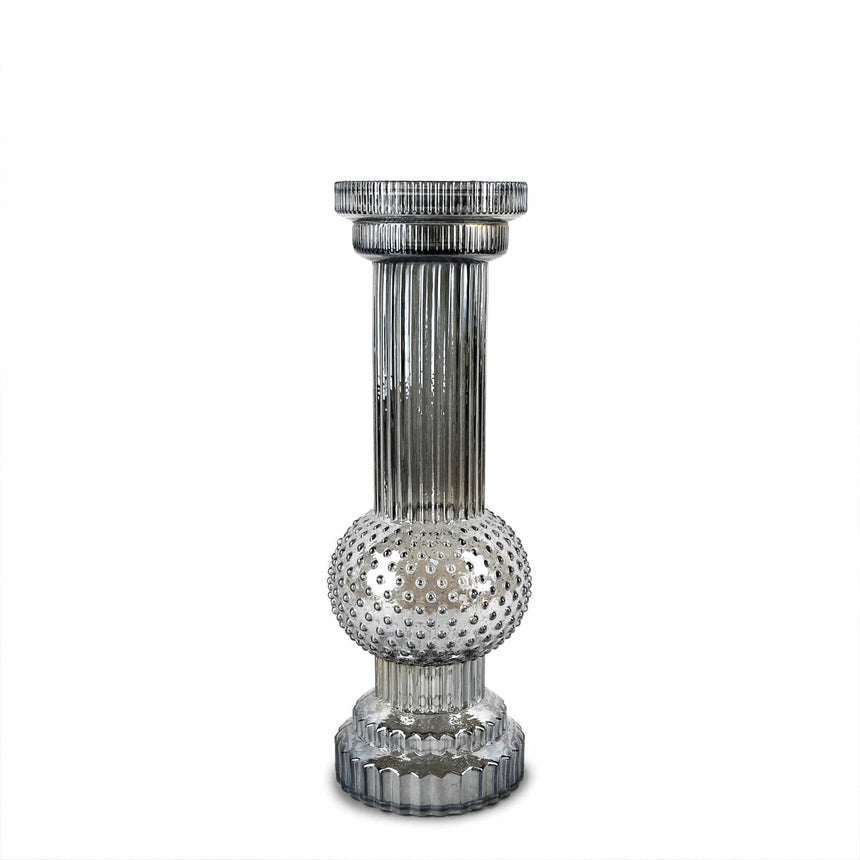 Stiklinė žvakidė „Canestra“, blizgi pilka 37 cm