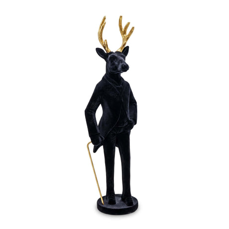 sodoela Kalėdinės dekoracijos Figūrėlė „Mr. Deer Noir“, aksominė, juoda / auksinė, 32,5 cm