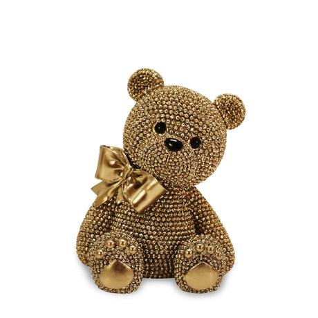 sodoela Kalėdinės dekoracijos Sėdintis meškiukas su kaspinu „Champagne“, 13 cm