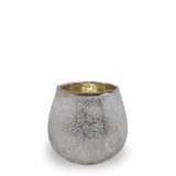 Stiklinė žvakidė arbatinei žvakei „Silver Crackle“ 10 cm