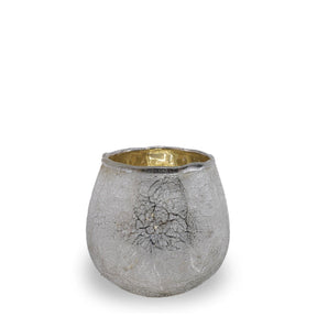 Stiklinė žvakidė arbatinei žvakei „Silver Crackle“ 10 cm