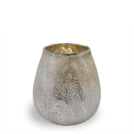 Stiklinė žvakidė arbatinei žvakei „Silver Crackle“ 13 cm