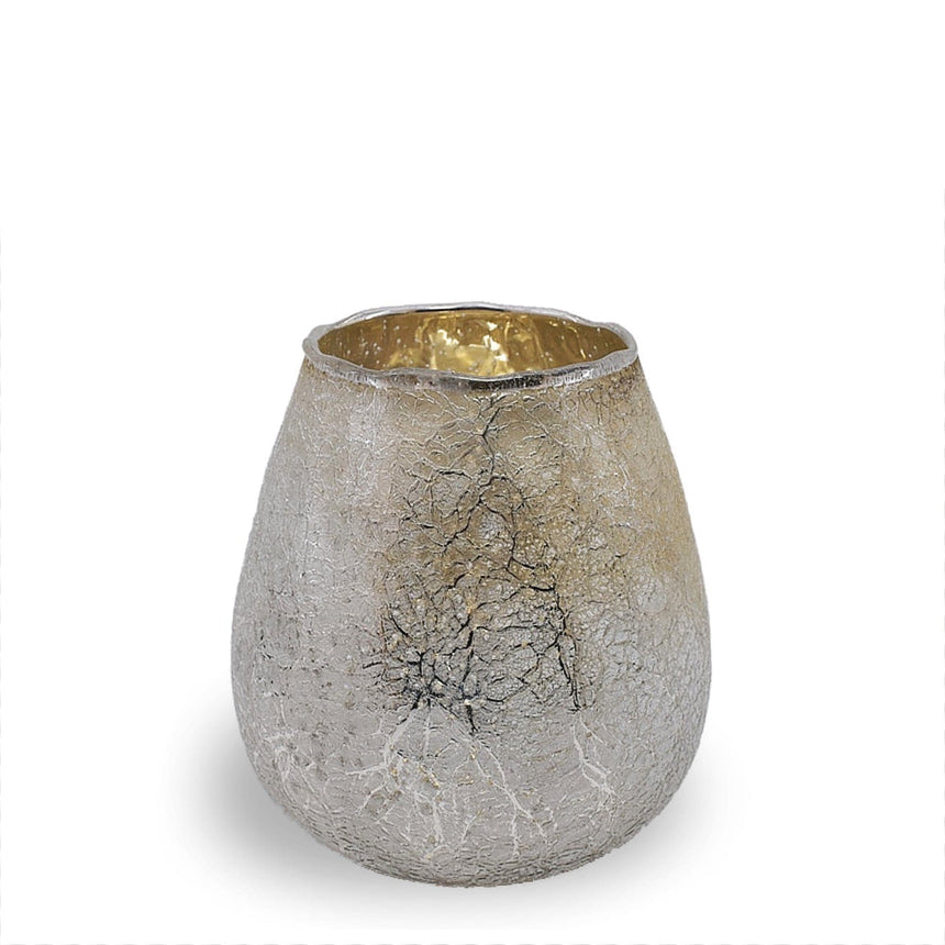Stiklinė žvakidė arbatinei žvakei „Silver Crackle“ 13 cm