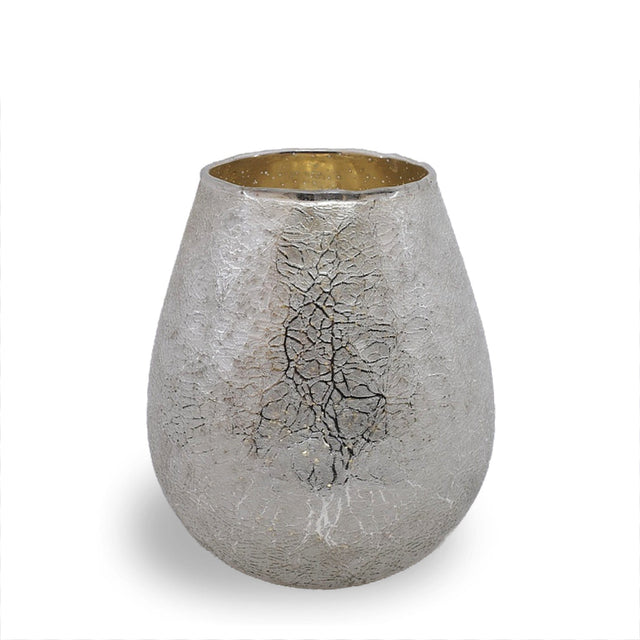 sodoela Žvakidės Stiklinė žvakidė arbatinei žvakei „Silver Crackle“, 18 cm