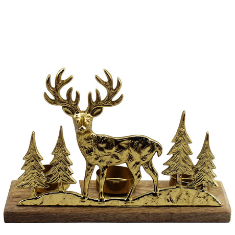 sodoela Žvakidės Žvakidė su elniu „Oro“, aliuminė, auksinė, 22,5×15,5 cm