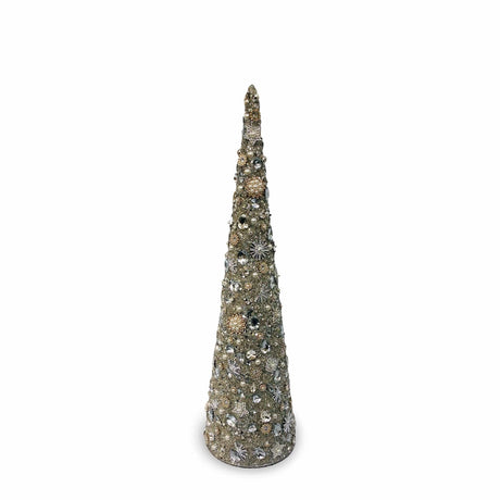 sodoela Kalėdinės dekoracijos Karoliukų kūgis „Beads“, sidabrinis / baltas, 45 cm