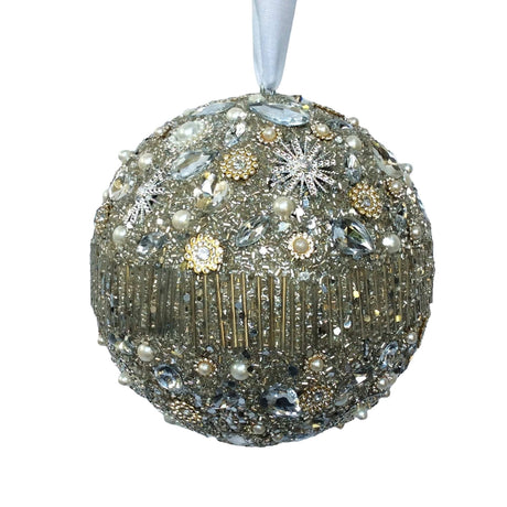 sodoela Kalėdinės dekoracijos Karoliukų žaisliukas „Beads“, sidabrinis / baltas, Ø 15 cm