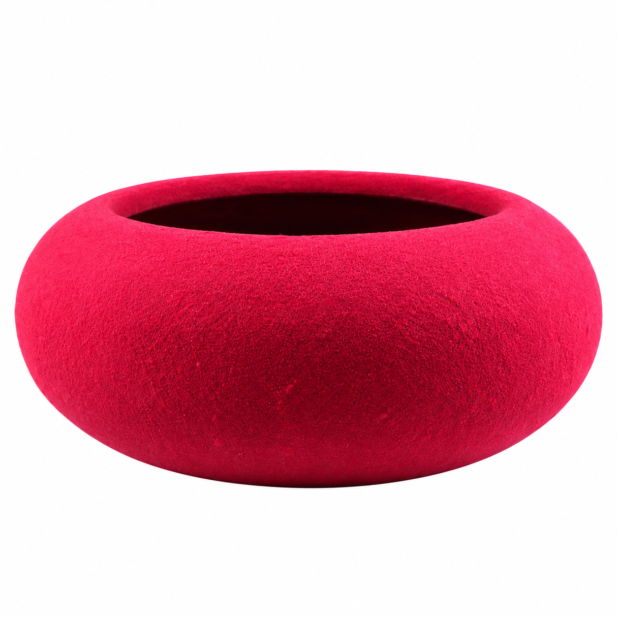 Apvalus metalo indas puoštas minkštu veliūro paviršiumi 27x11 cm