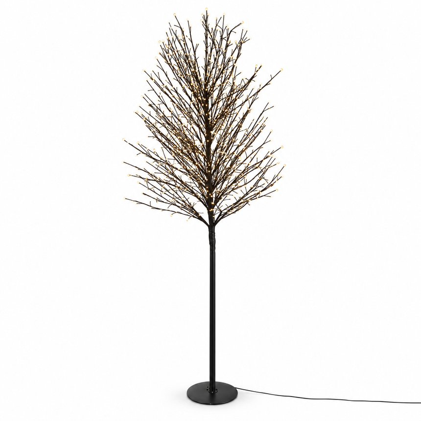 Juodų šakų medis 180 cm 900 LED šiltos baltos spalvos