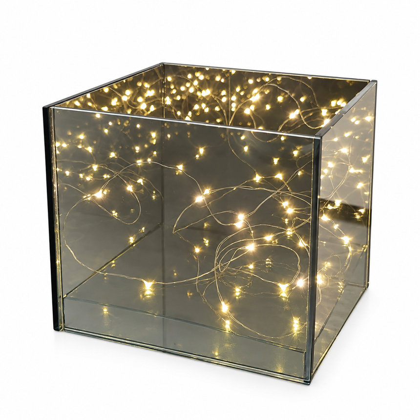Stiklinis LED šviesos kubas 15x15x15 cm