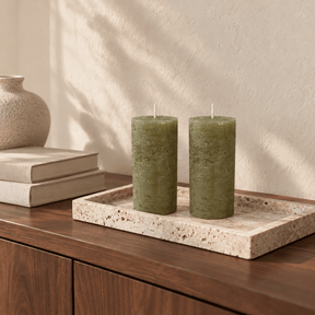 sodoela Žvakės A12 cm, Ø6 cm Cilindrinė žvakė „Rustic Classic“, alyvuogių žalia