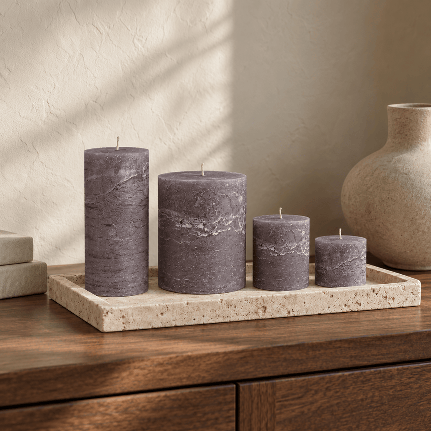 sodoela Žvakės Cilindrinė žvakė „Rustic Classic“, dūminė violetinė