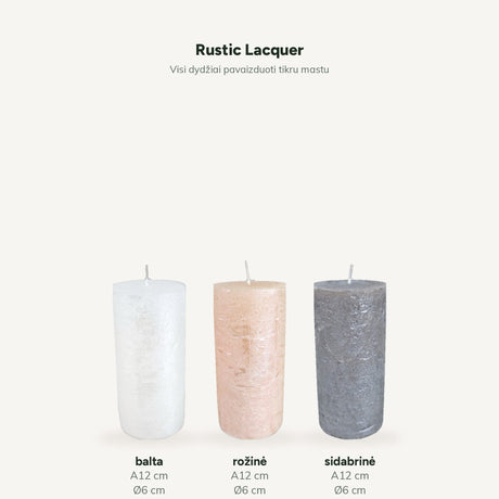 sodoela Žvakės Cilindrinė žvakė „Rustic Lacquer“ A12 cm, Ø6 cm