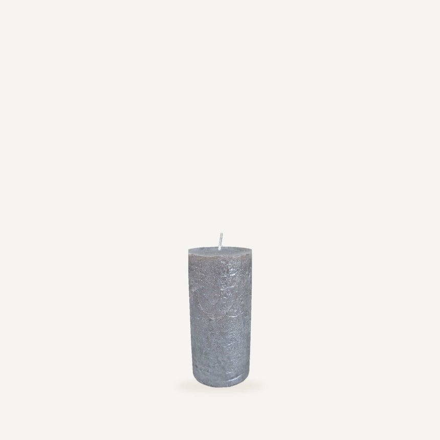 sodoela Žvakės sidabrinė Cilindrinė žvakė „Rustic Lacquer“ A12 cm, Ø6 cm