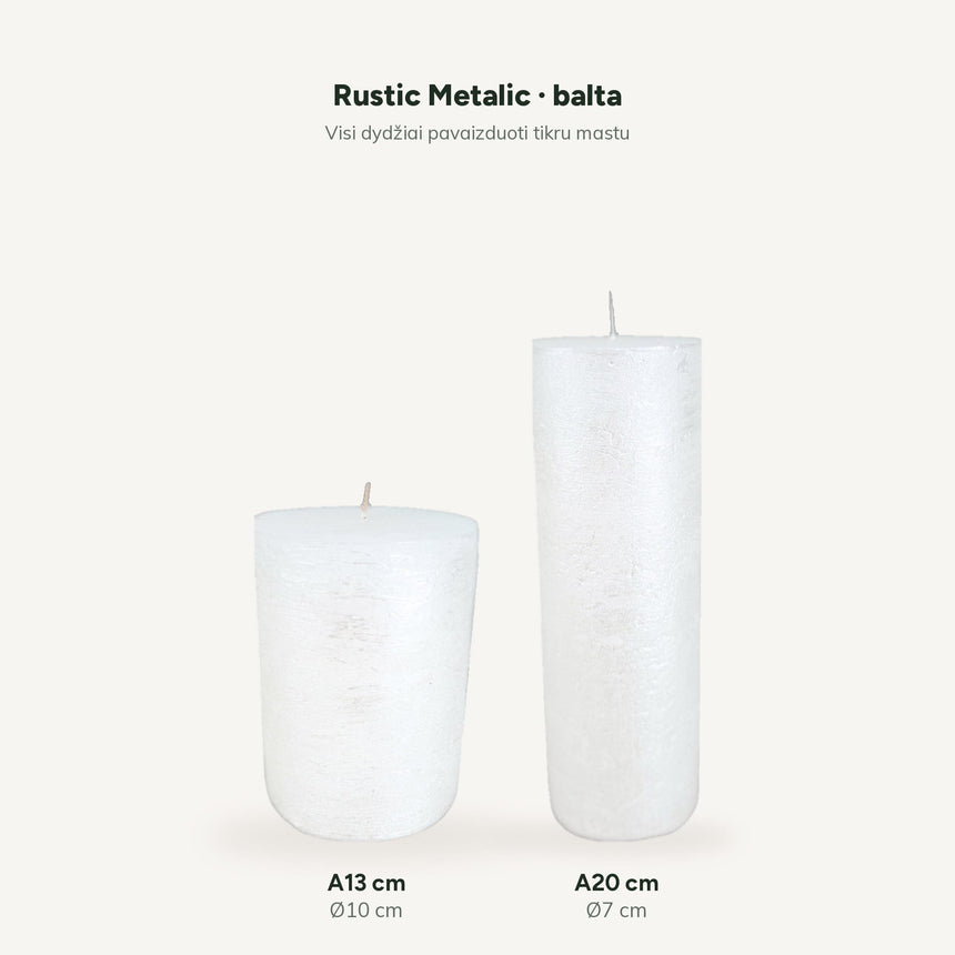 sodoela Žvakės Cilindrinė žvakė „Rustic Metalic“, balta
