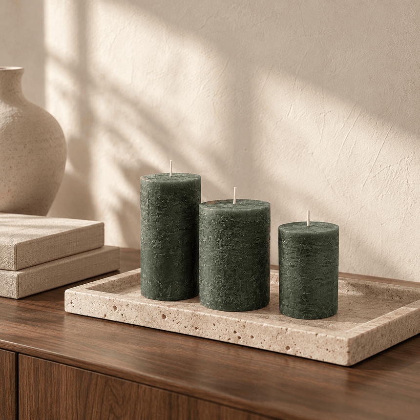 sodoela Žvakės Cilindrinė žvakė „Rustic Classic“, miško žalia