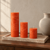 sodoela Žvakės Cilindrinė žvakė „Rustic Classic“, oranžinė