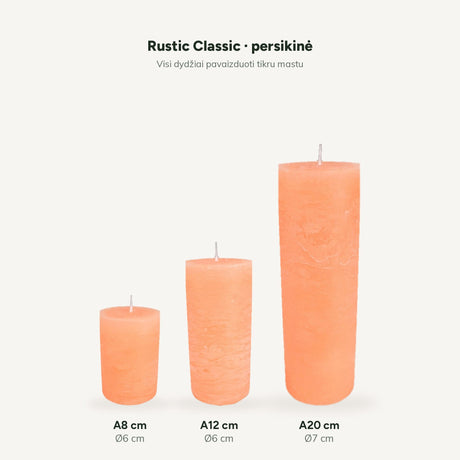 sodoela Žvakės Cilindrinė žvakė „Rustic Classic“, persikinė