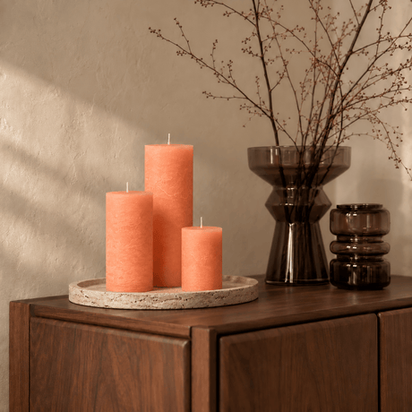 sodoela Žvakės Cilindrinė žvakė „Rustic Classic“, persikinė