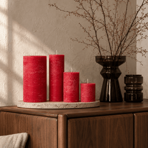 sodoela Žvakės Cilindrinė žvakė „Rustic Classic“, raudona