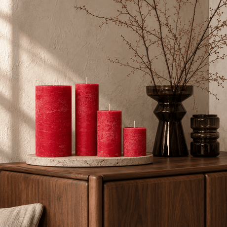 sodoela Žvakės Cilindrinė žvakė „Rustic Classic“, raudona