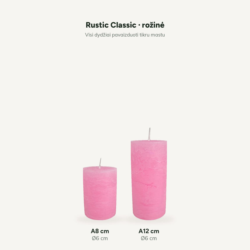 sodoela Žvakės Cilindrinė žvakė „Rustic Classic“, rožinė