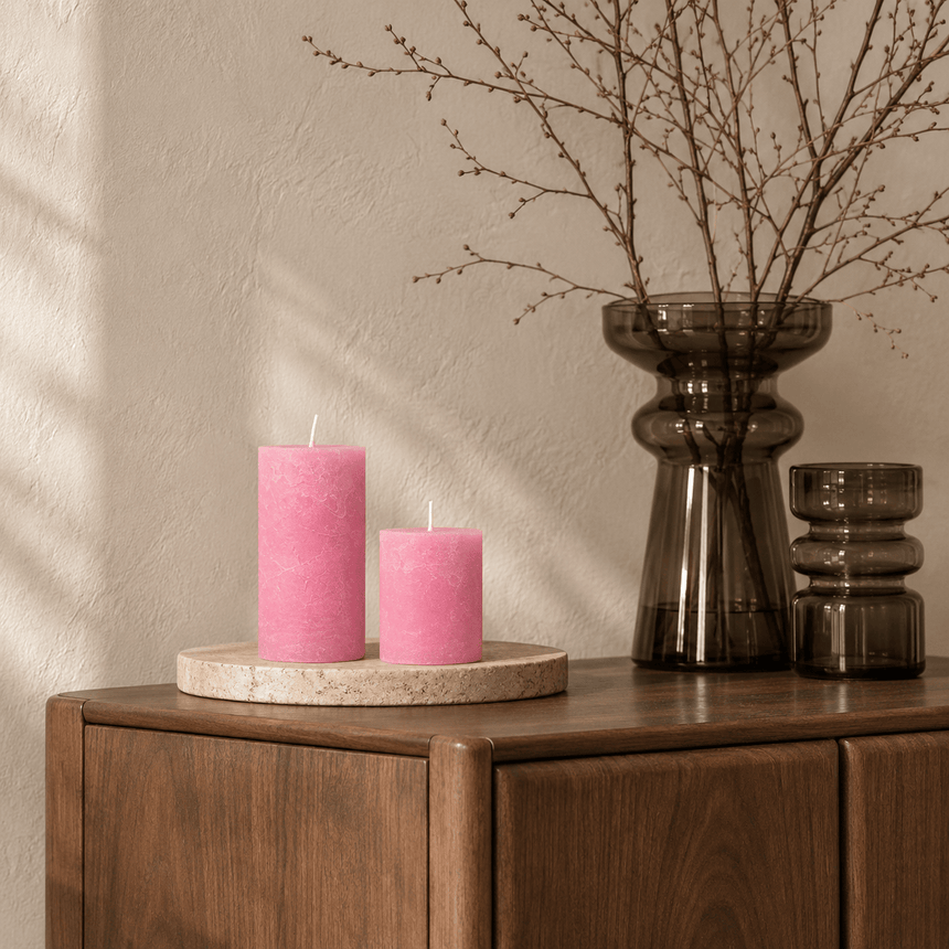 sodoela Žvakės Cilindrinė žvakė „Rustic Classic“, rožinė