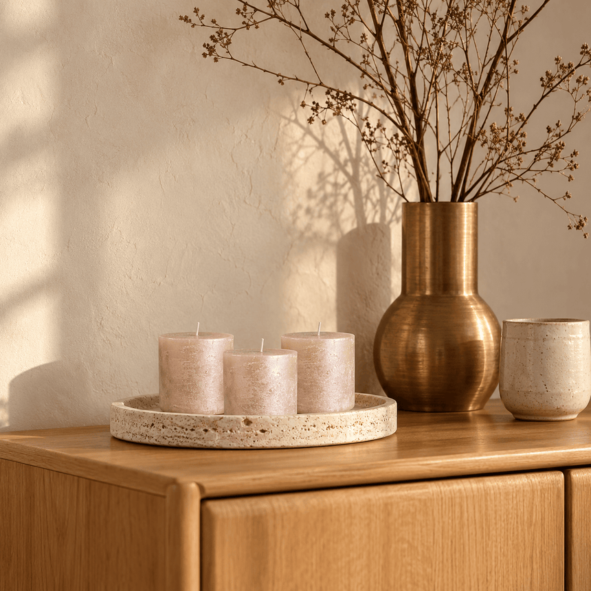 sodoela Žvakės A5 cm, Ø5 cm Cilindrinė žvakė „Rustic Classic“, šampano