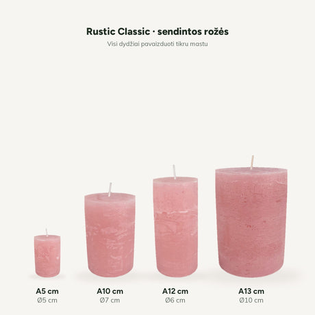 sodoela Žvakės Cilindrinė žvakė „Rustic Classic“, sendintos rožės