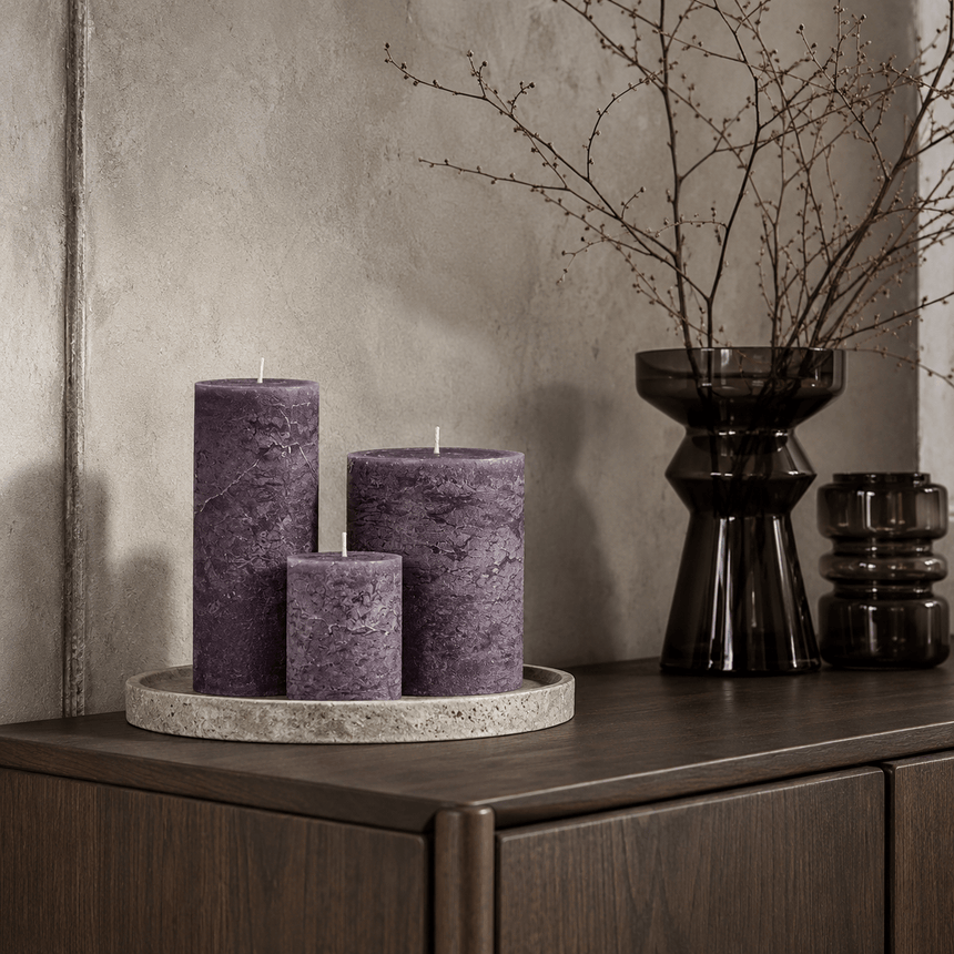 sodoela Žvakės Cilindrinė žvakė „Rustic Classic“, slyvų violetinė