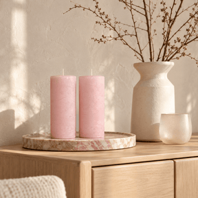 sodoela Žvakės A12 cm, Ø6 cm Cilindrinė žvakė „Rustic Classic“, švelniai rožinė