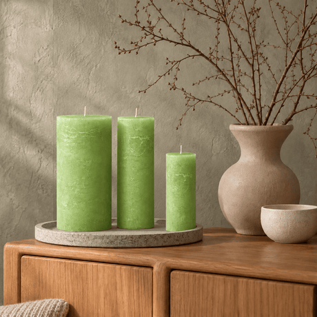sodoela Žvakės Cilindrinė žvakė „Rustic Classic“, šviesiai žalia